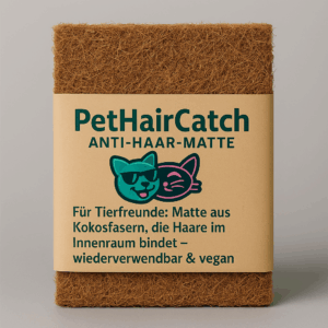 Natürliche Anti-Haar-Matte „PetHairCatch“ aus Kokosfasern mit Verpackung – vegan, wiederverwendbar, für Tierhaare im Innenraum
